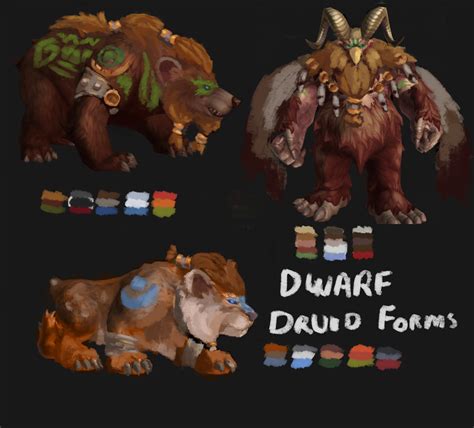 Fan Concept Art of Dwarf Druid Forms by Me (OC) : r/wow