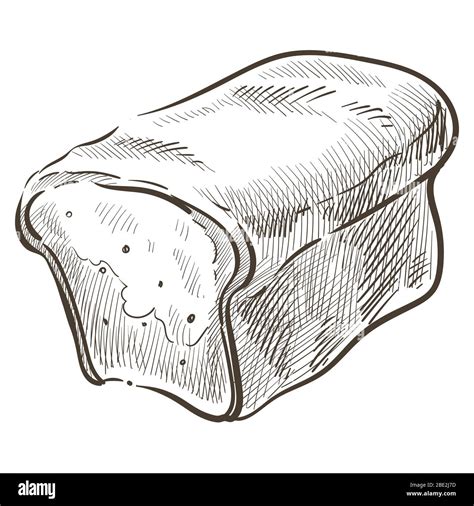 Loaf of bread, bakery shop monochrome sketch outline Stock Vector Image ...