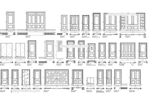 Doors set DWG, free CAD Blocks download