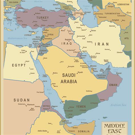 Southwest Asia Map Labeled – Map Vector