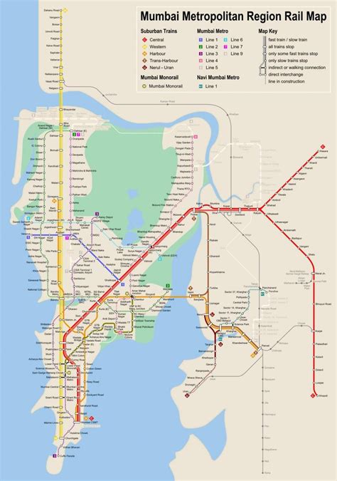 Map of Mumbai - Bombay metro: metro lines and metro stations of Mumbai ...