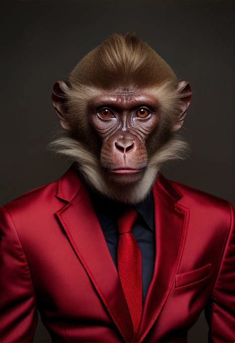 Monkey In A Red Suit - DesignsWithVibes - Digital Art, Animals, Birds ...