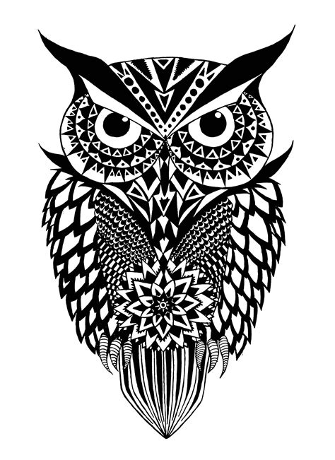 Black and white owl - Owls Adult Coloring Pages | Owl tattoo drawings ...