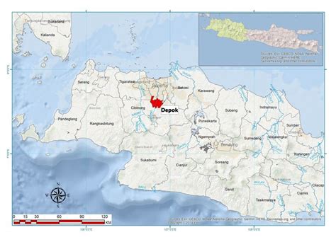 Map of Depok Location (Source: ArcGIS Database, 2018) | Download ...