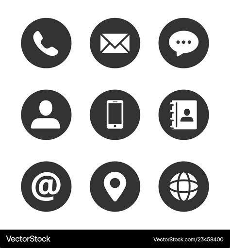 Contact icon set Royalty Free Vector Image - VectorStock