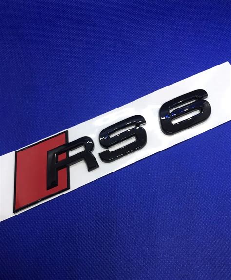 RS6 Logo Badge Emblem Glossy Black Rear Tailgate Sticker Glossy Black ...