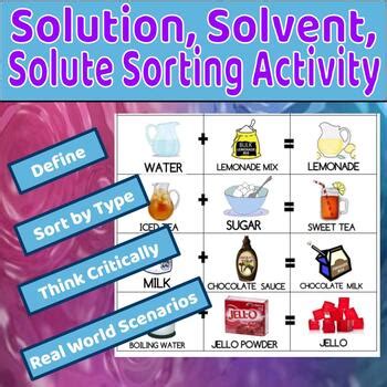 Solution, Solvent, Solute Sort: Practice, Assess Station review ...