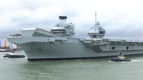 HMS Queen Elizabeth leaves Portsmouth for sea trials 15th May 2023 at 1 ...