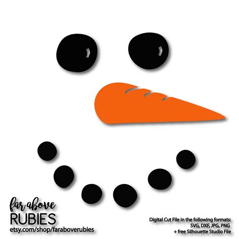 Snowman Face with Carrot Nose SVG EPS dxf png jpg digital