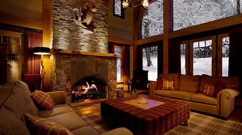 Cozy Cabin Fireplace With Snow & Christmas Music - YouTube