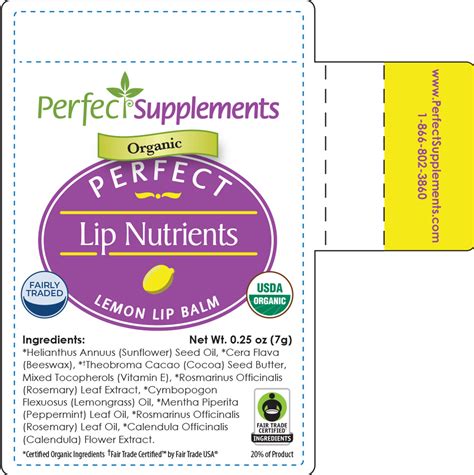 Perfect Lip Nutrients - 100% Organic & Fairly Traded Lip Balm - 3 Pack ...