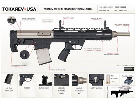 Tokarev TBP-12M 12GA 18.5" BBL 5rd Semi-Auto Shotgun - Tsunami Nickel