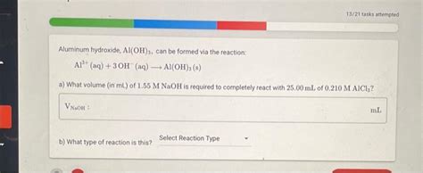 Solved Aluminum hydroxide, Al(OH)3, can be formed via the | Chegg.com