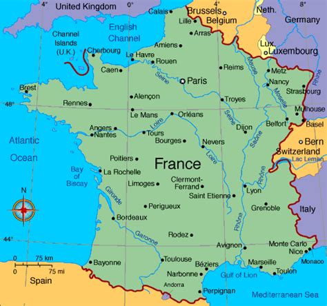 France Major Cities Map