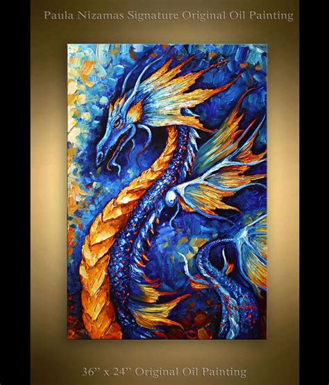 Dragon Painting Abstract Art 36 x 24 Animal | Etsy