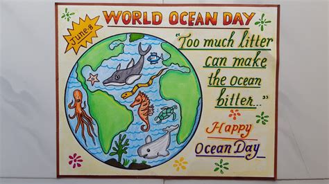 World Ocean Day Poster //World Ocean Day Chart Drawing Idea//How to ...