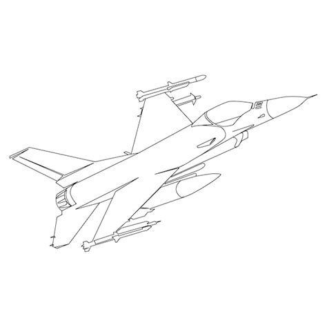 Premium Vector | Air force f-16 fighting falcon fighter jet line art ...