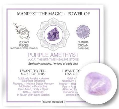 Purple Amethyst - Manifesation Crystal with Card