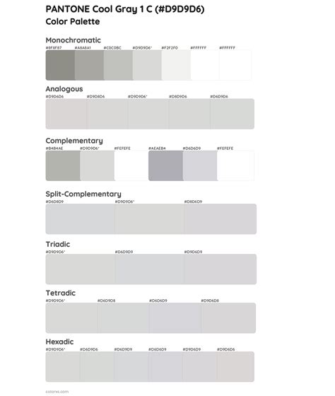 PANTONE Cool Gray 1 C color palettes - colorxs.com