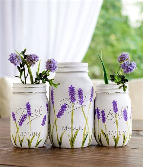 Painted Lavender Flower Mason Jars - Mason Jar Crafts Love