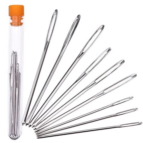 9 Pcs Large Eye Sewing Bodkin Needles Stainless Steel Wool Sewing ...