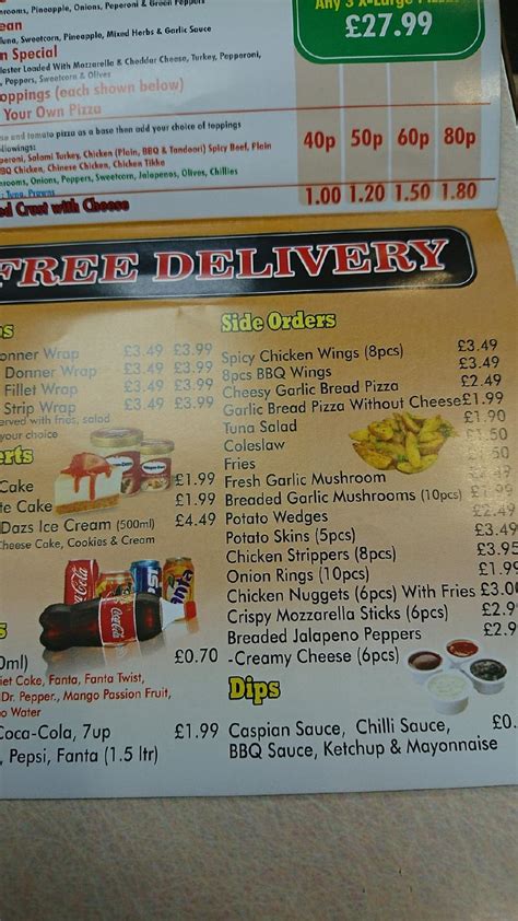 Menu at Caspian Pizza Coventry pizzeria, Coventry