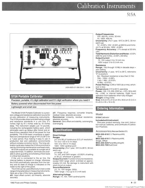 Fluke 515A -- Fluke and Philips Test and Measurement Catalog 1992