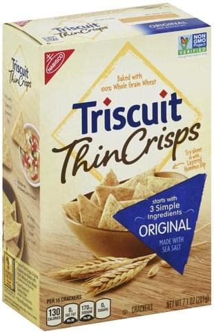 Triscuit Thin Crisps, Original Crackers - 7.1 oz, Nutrition Information ...