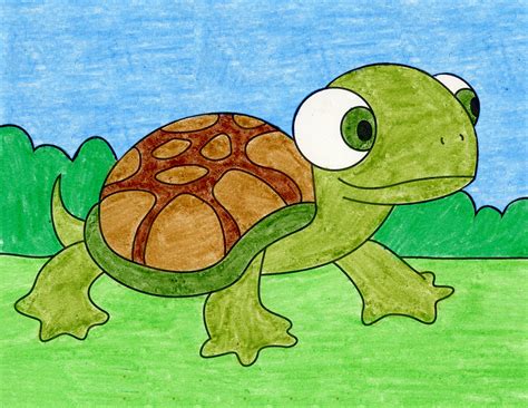 Easy How to Draw a Cartoon Turtle Tutorial