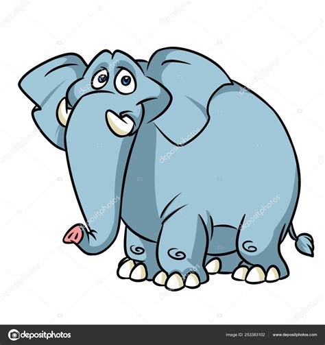 Big Kind Blue Elephant Cartoon Animal Character Illustration Isolated ...