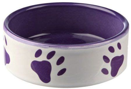 Trixie Ceramic Bowl with Paw Prints, 12 cm, White/ Purple: Amazon.co.uk ...