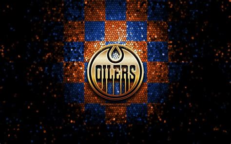 Download wallpapers Edmonton Oilers, glitter logo, NHL, orange blue ...