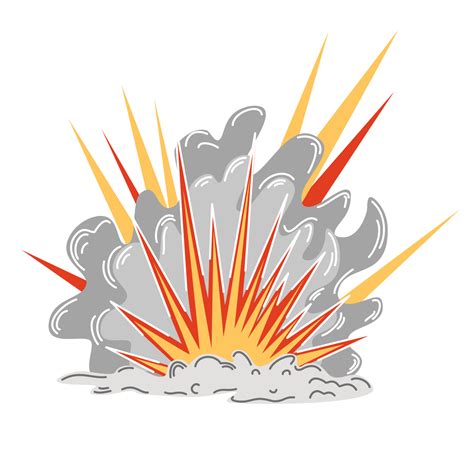 Explosion. Cartoon dynamite or bomb explosion, fire. Boom clouds and ...