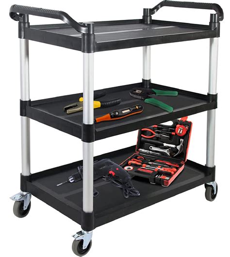 PELOEMNS 3-Tier Rolling Plastic Service Cart, 480lbs Capacity Utility ...