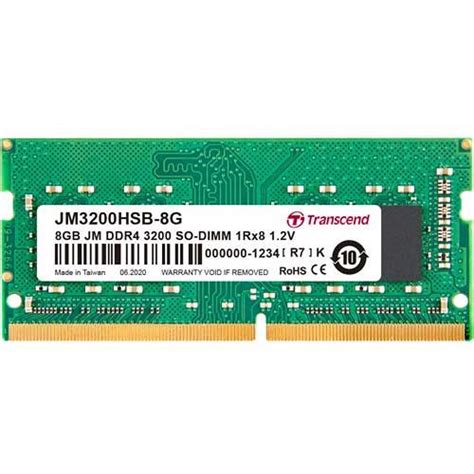 Transcend 8GB DDR4-3200MHz SO-DIMM (JetRam) Unbuffered Memory ...