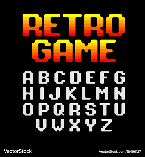 Retro pixel video game font Royalty Free Vector Image