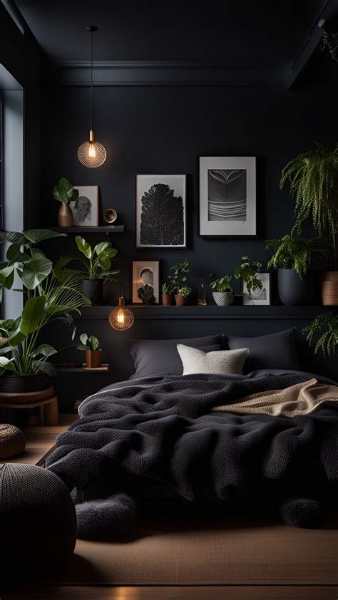 Midnight Sanctuary: Tranquil Black Bedroom Retreats Black Bedroom Decor ...