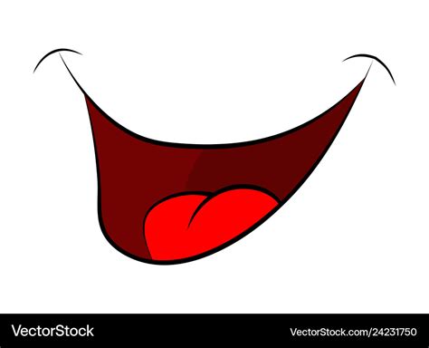 Cartoon smile mouth lips with teeth and tongue Vector Image