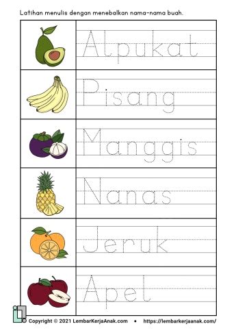 lembar kerja anak tk tema buah Archives - Download - Lembar Kerja Anak