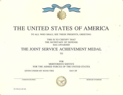 Browse Our Printable Army Achievement Medal Certificate Template ...