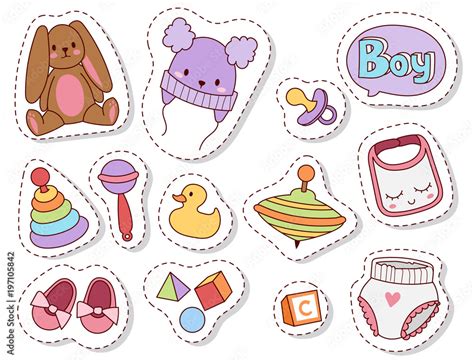 Baby toys patches cartoon family kid toyshop design cute boy and girl ...