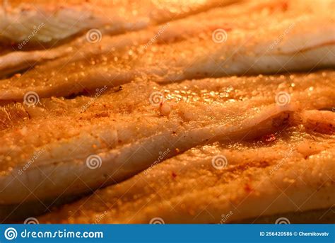 Delicious Fresh Fish Hake Fillet with Spices and Herbs Stock Photo ...