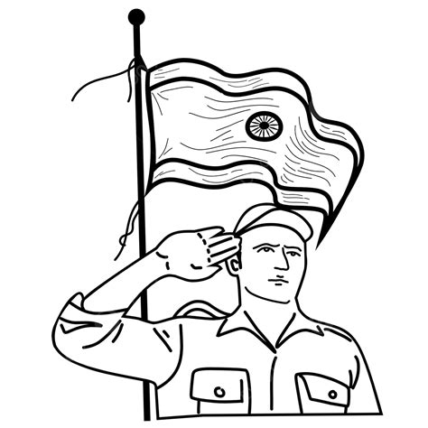 Indian Army Salute With Flag, Indian Drawing, Army Drawing, Flag ...