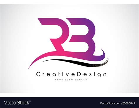 Rb r b letter logo design creative icon modern vector image on ...