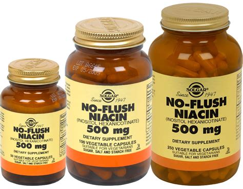 Solgar No-Flush Niacin 500 mg Vegetable Capsules (Vitamin B3) (Inositol ...