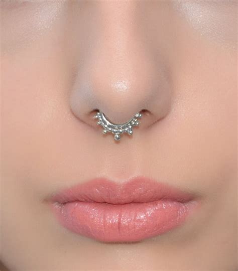 Silver SEPTUM RING // Nose Ring Septum Jewelry 16g | Etsy