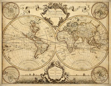 1720 Old World Map,world Map Wall Art, Historic Map Antique Style Map ...