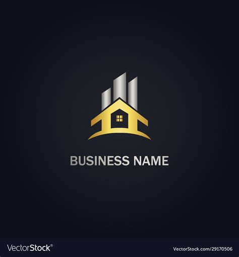 Home real estate business gold logo Royalty Free Vector