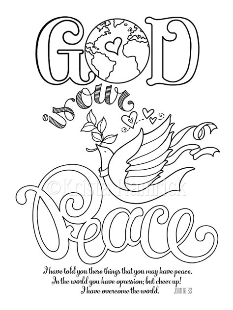 God is Our Peace Coloring Page 8.5X11, Bible Journaling Tip-in 6X8 - Etsy