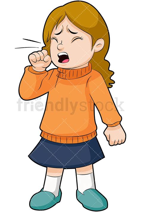 Little Girl Coughing Cartoon Vector Clipart - FriendlyStock